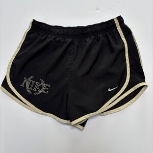 Nike Dri-Fit Running Shorts Black Cream Trim Size S